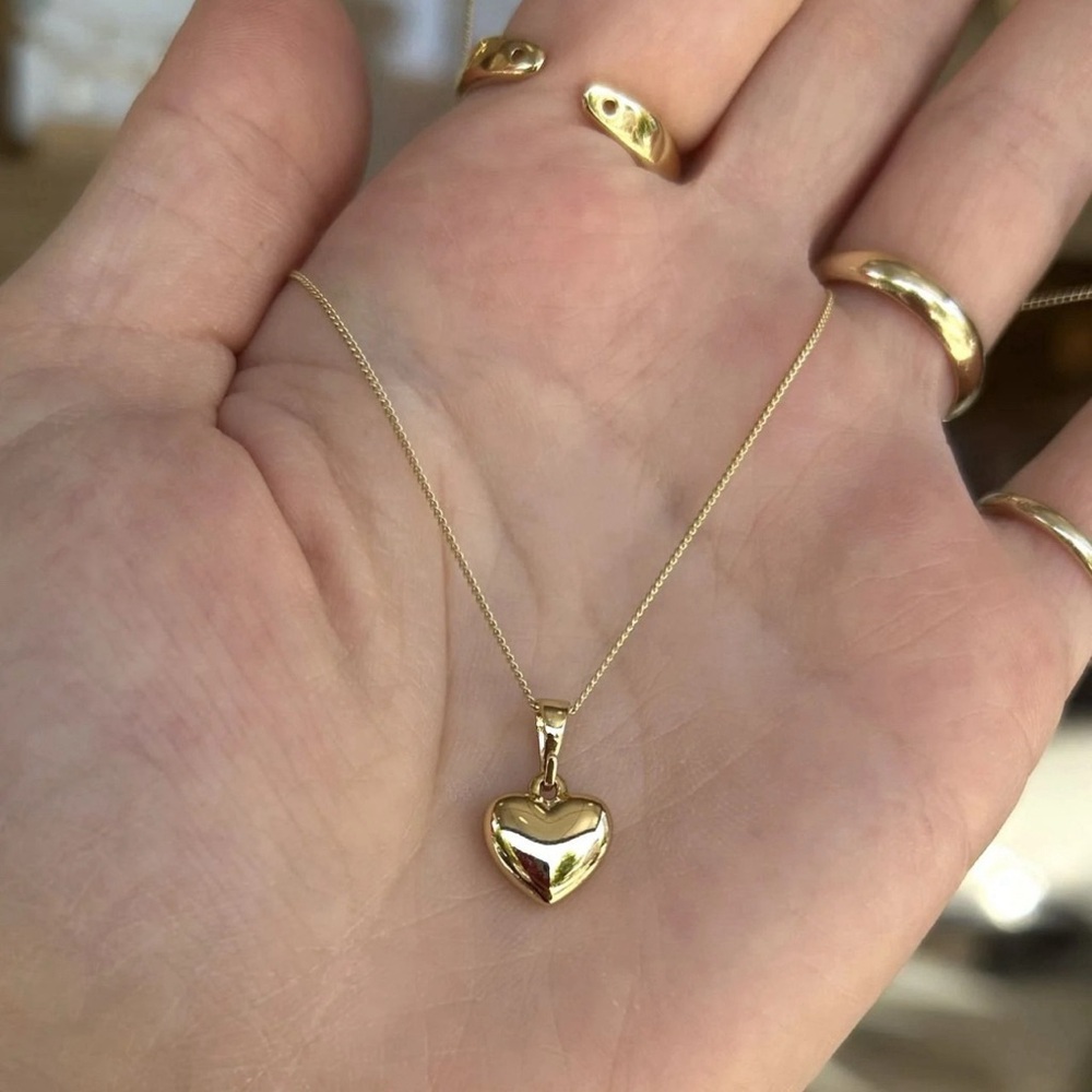 Tiny Heart Necklace 14k Gold Plated Water Resistant Dainty Minimalist Design